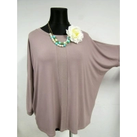 Tunika Bella luźna oversize ze srebrnymi wstawkami - beige